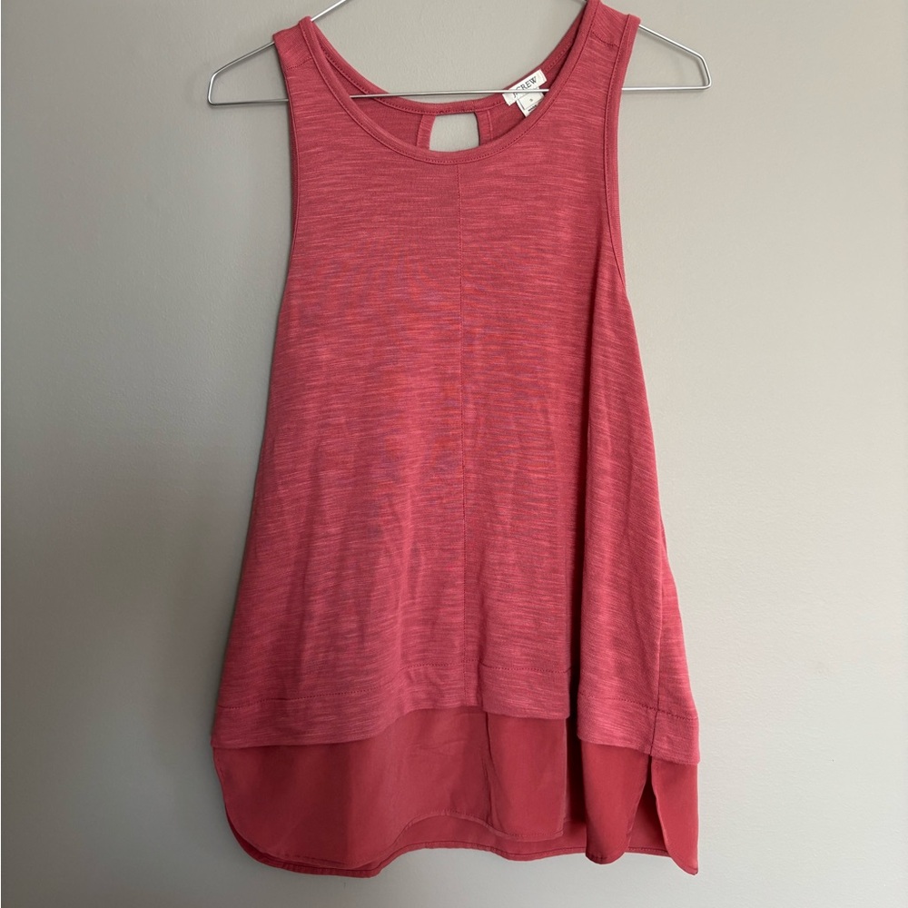 J. Crew Rose Mixed Media Hem Cut Out Tank Top